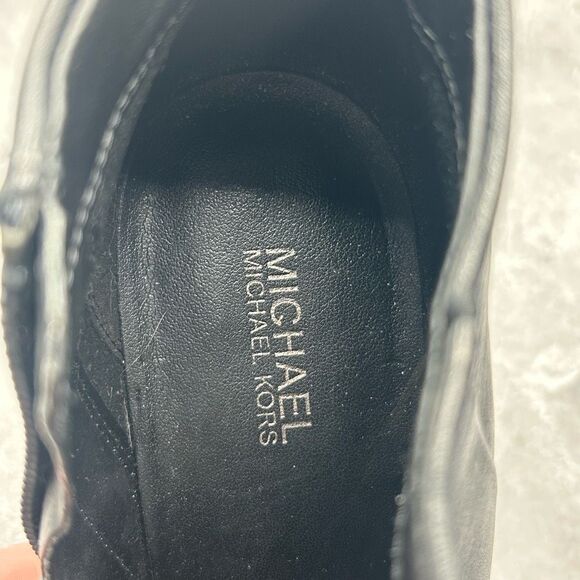 Michael Kors Paloma Black Bootie Boots Size 6.5 M Leather Block Heels Pointed - Picture 10 of 16